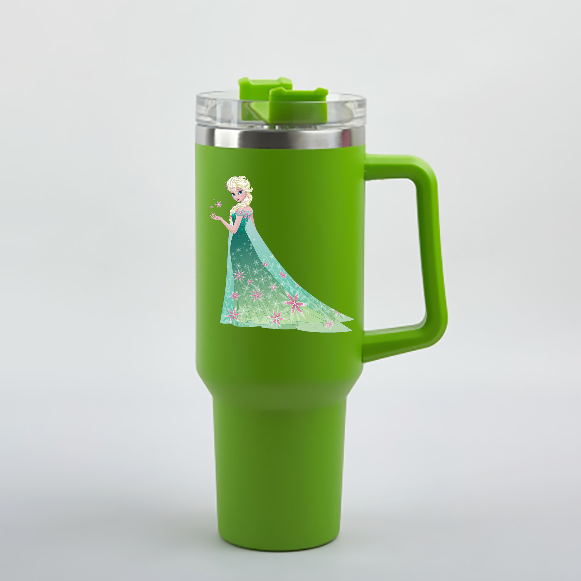 （画像用） アナと雪の女王 アンナ エルサ Frozen Anna Elsa 1200mL車用タンブラー - クリスタルステッカー（プラスチックストロー付き）